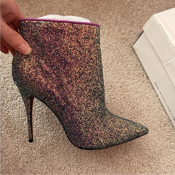 L’Intervalle Lucia pink iridescent glitter stiletto bootie - Picture 6 of 12